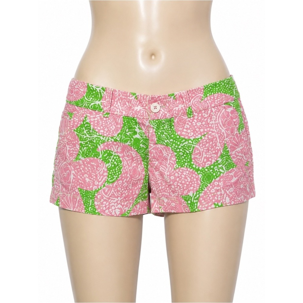 Lilly Pulitzer Walsh Short Women 2 Pink Green Fruit Print Cotton Chino 33092